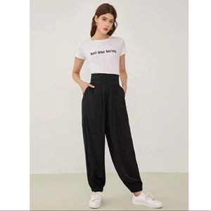 SHEIN wide waistband tampered pants.